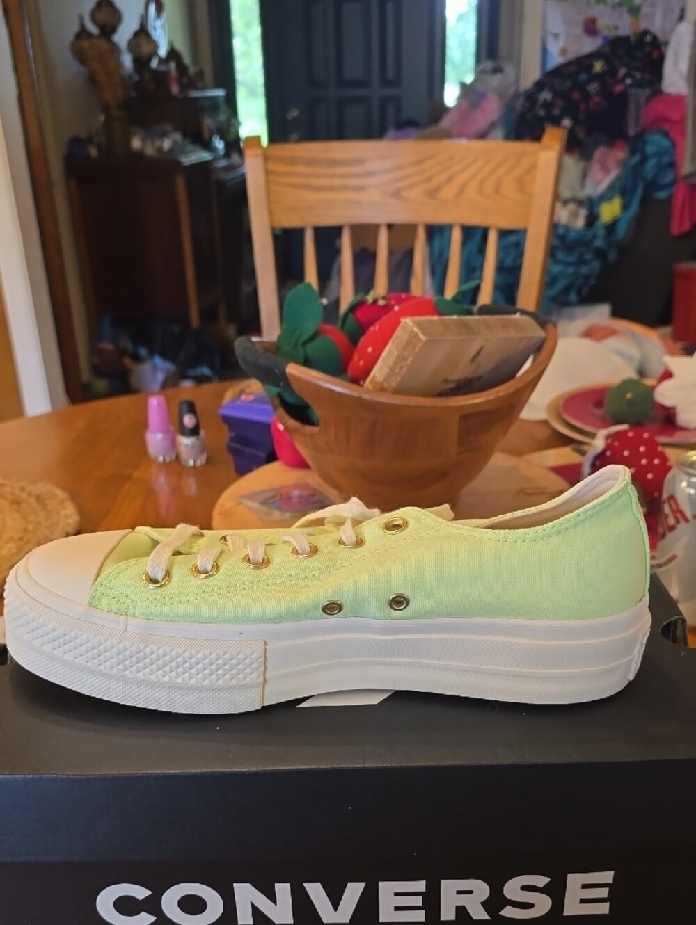 Converse Low-Top Canvas Sneaker in Pale Green with White Sole - Picture 5 of 7